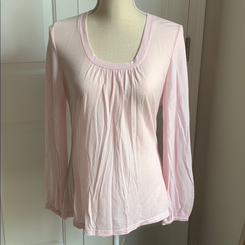 Pink scooped neck long sleeve top size L